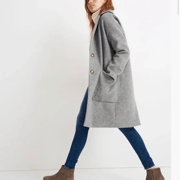 SOLD 🤎 Madewell Charcoal Wool Blend Jacket Elmcourt Coat Heather Charcoal - Picture 3 of 11